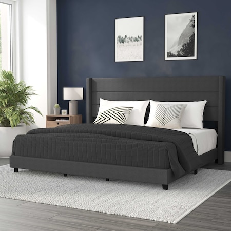 Charcoal Queen Platform Bed With Headboard